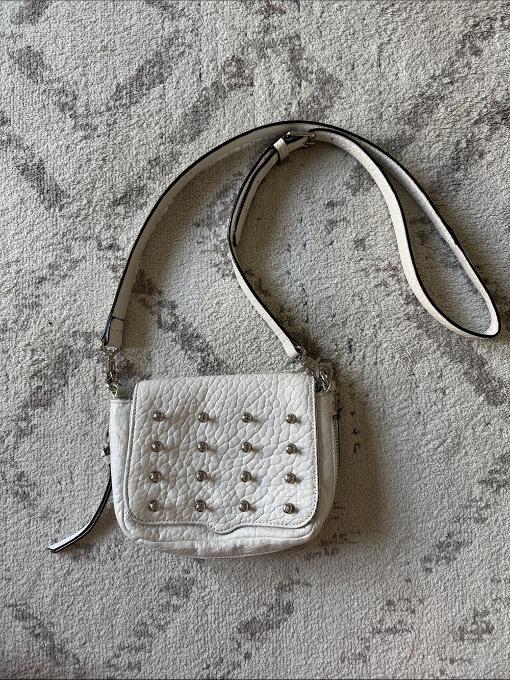 Rebecca Minkoff White Quilted Studded Crossbody Bag